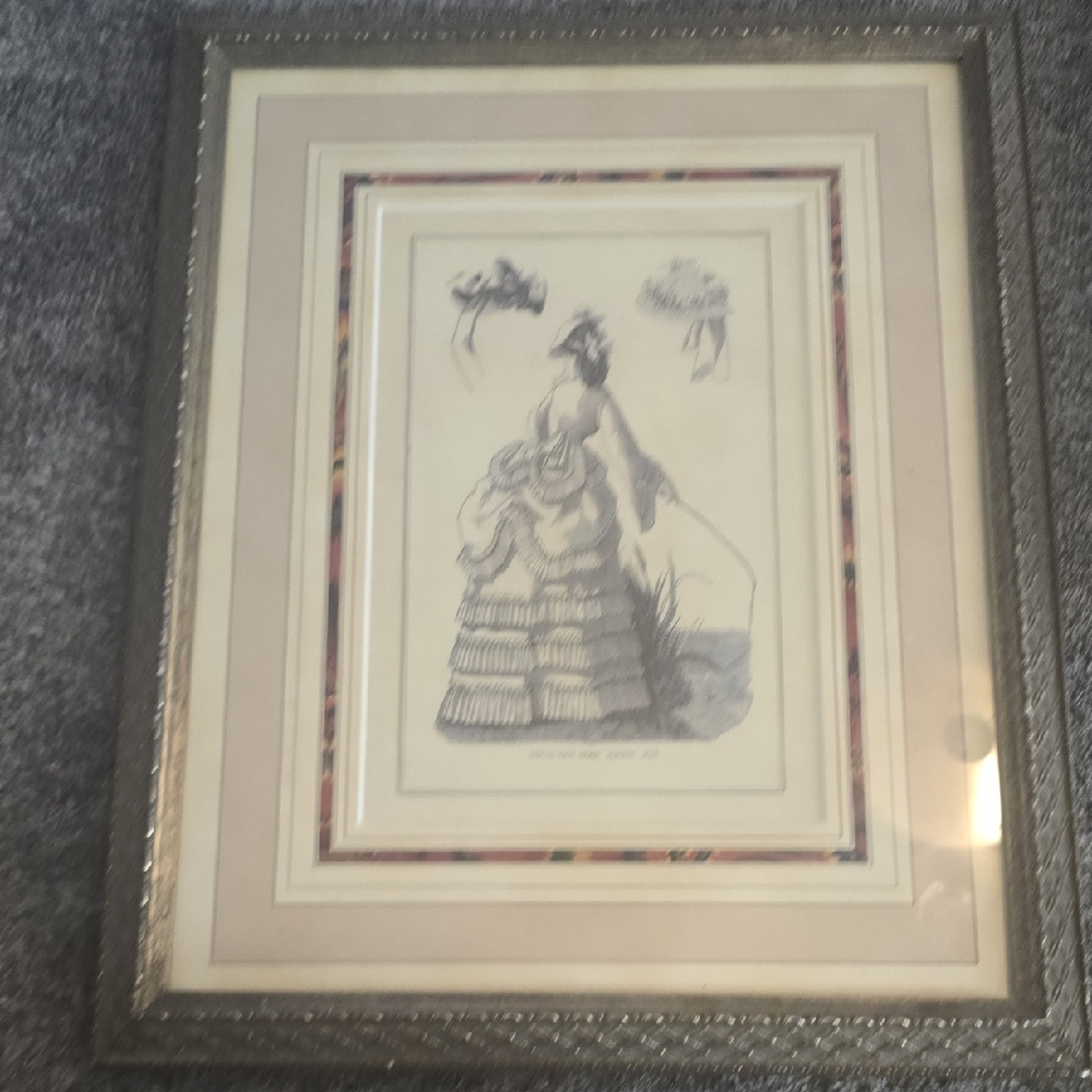 Victorian Fashion Illustration Framed Art – Custom Framed Dress Print 2/6